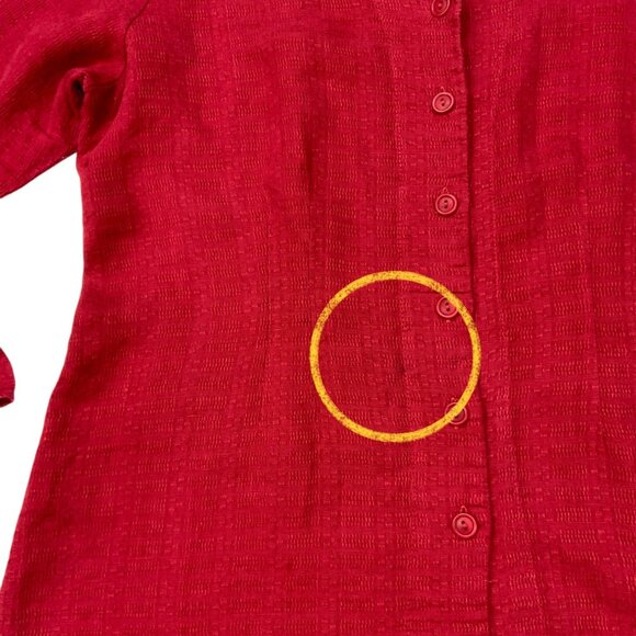 Flax Linen Jacket Blazer M Red V-Neck Button Front Tunic Lagenlook Bohemian - Picture 6 of 12